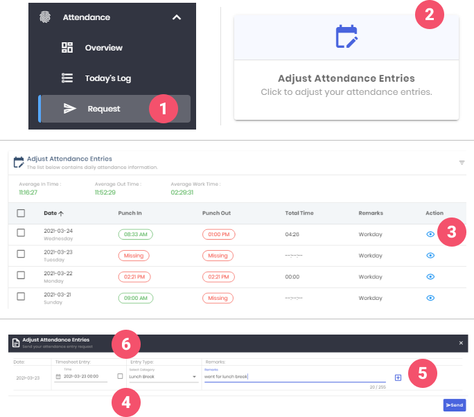 Adjust Attendance Entries Request